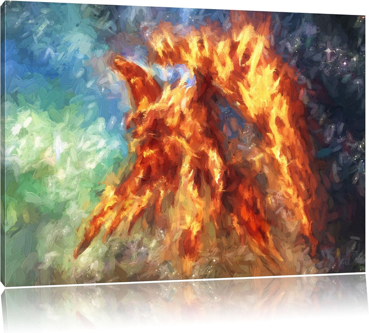 Pixxprint Feuriger Adler als Leinwandbild/Grösse: 100x70 cm/Wandbild/Kunstdruck/fertig bespannt, 100
