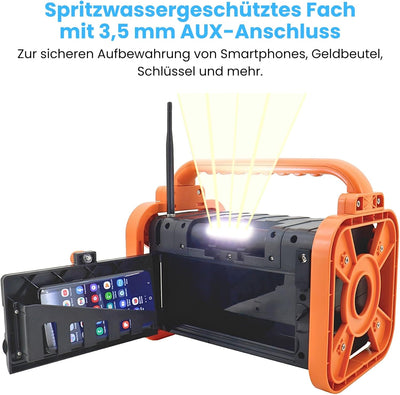 Soundmaster DAB80SG Baustellenradio mit DAB+ UKW Bluetooth und Li-Ion Akku IP44 Staub- und spritzwas