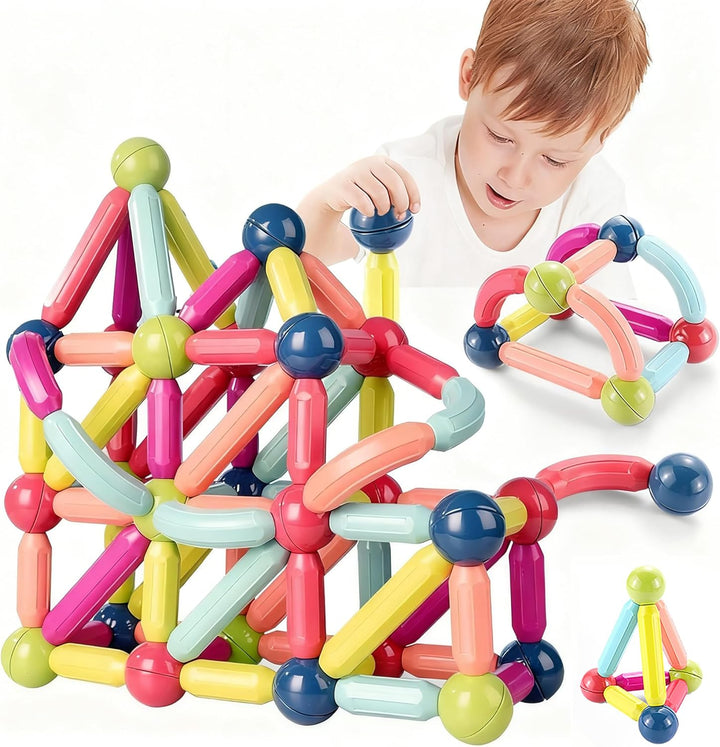 Magnetische und Stangen, 88 Stück magnetische Kugeln, Magnetbaustäbchen-Set, Bausteine, Fliesen, STE