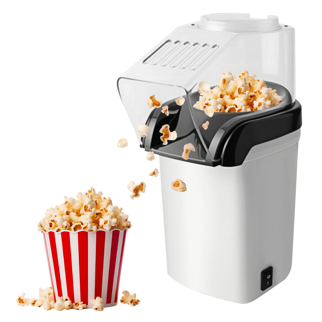 1200w Popcornmaschine, Mini Heissluft Popcorn Maker Gesund Ohne Öl Fett 2 Minuten One-Touch-Bedienun