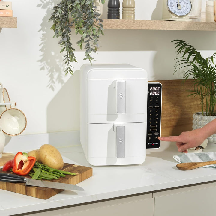 Salter VertiCook Ultra Stapelbarer Heissluftfritteuse - Vertikales Kochen, 9L, 2 x 4,5L Körbe & Rost