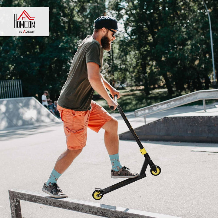 HOMCOM Pro Stunt Scooter, Tretroller, Freestyle Tricks, mit 100mm PU-Rädern, für Kinder und Erwachse