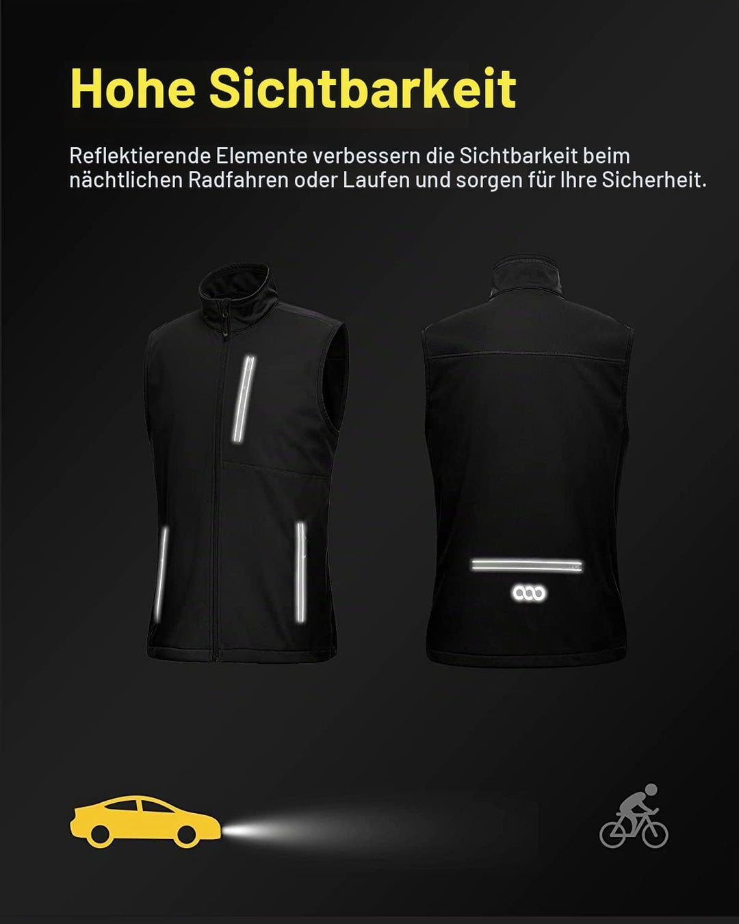33,000ft Leichte Softshell Weste für Herren, Wasserdichte Winddichte Laufweste, Atmungsaktive Vest G