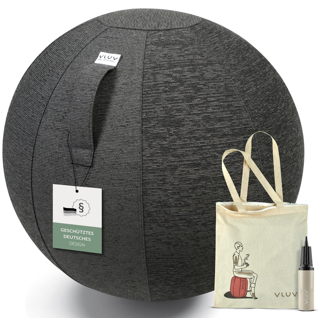 VLUV BOL STOV Stoff-Sitzball, ergonomisches Sitzmöbel für Büro und Zuhause, Farbe: Anthrazit (dunkel