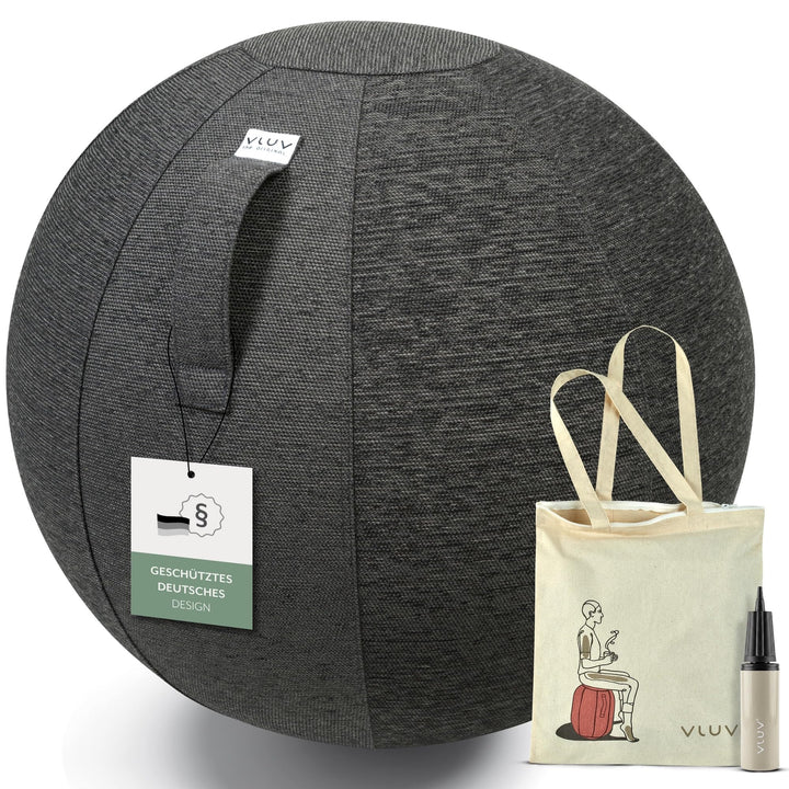 VLUV BOL STOV Stoff-Sitzball, ergonomisches Sitzmöbel für Büro und Zuhause, Farbe: Anthrazit (dunkel
