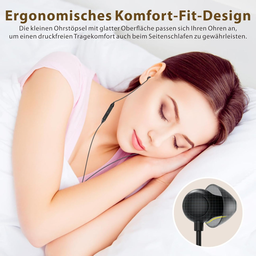 Hearprotek 2 Paar Schlaf Ohrhörer, Weicher bequemer In-Ear-Kopfhörer mit Mikrofon,Low-Profile-Kopfhö