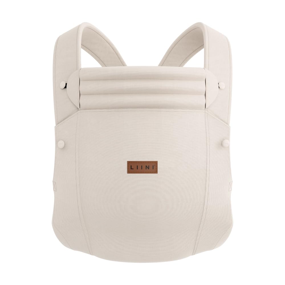 LIINI® Babytrage aus Baumwolle (Graubeige) – ab Geburt 3,5 kg bis 15 kg, ergonomisch & verstellbar,