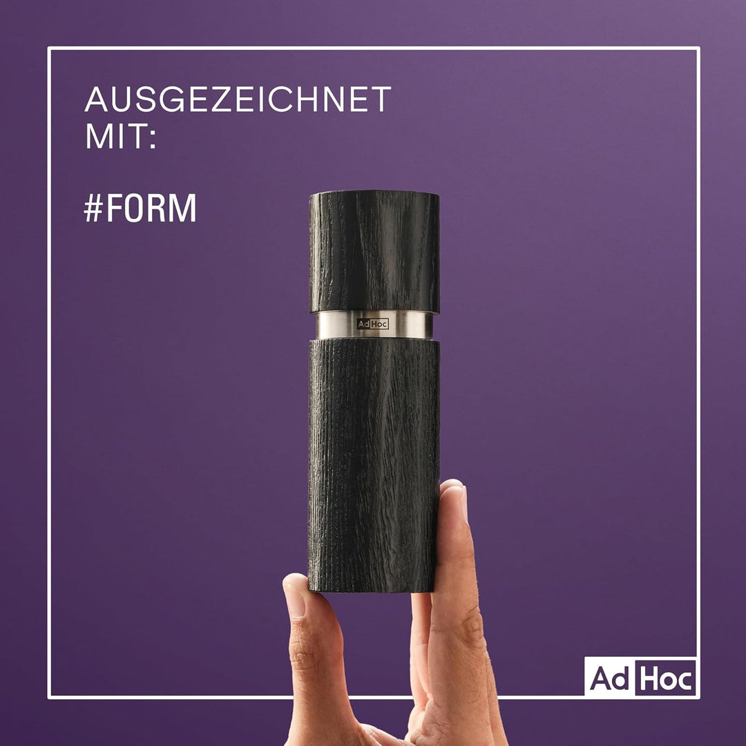 AdHoc MP47 Set Pfeffermühle und Salzmühle TEXTURA GRANDE, Keramik Mahlwerk CeraCut®, Eschenholz/Edel