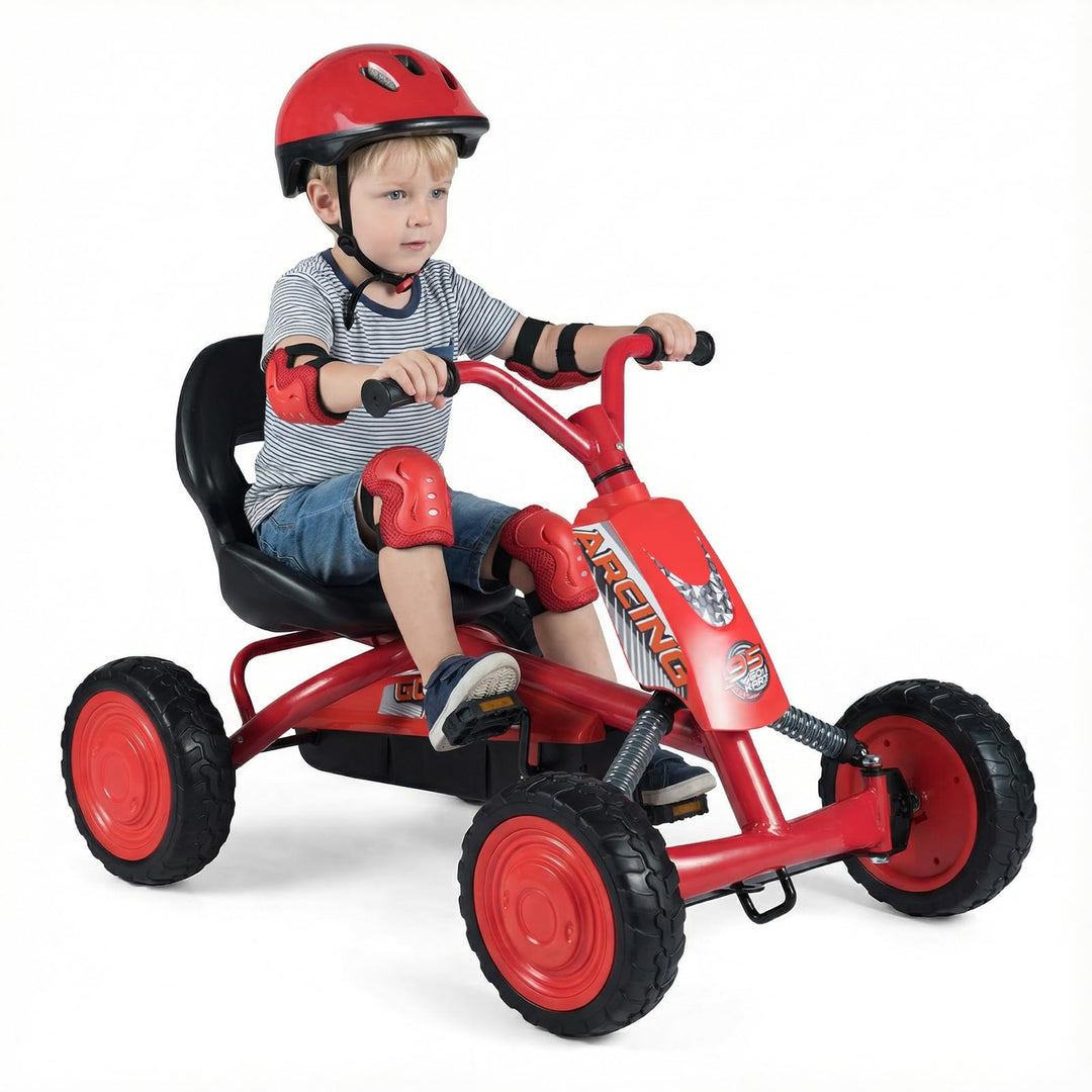 FANTASK Kinder Gokart mit Pedal, Verstellbarer Sitz, Vor- &amp; Rückwärtsgang, Belastbar bis 30 kg, Outd
