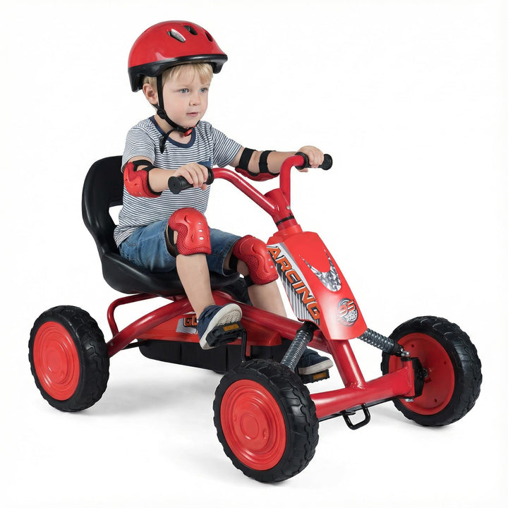 FANTASK Kinder Gokart mit Pedal, Verstellbarer Sitz, Vor- &amp; Rückwärtsgang, Belastbar bis 30 kg, Outd