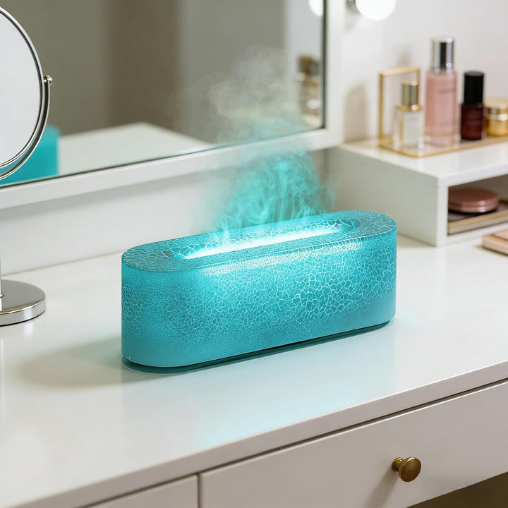 Air Diffuser, 7-Farben-Flammen-Desktop-Luftbefeuchter Mit 3-Gang-Timing Und Automatischer Abschaltfu