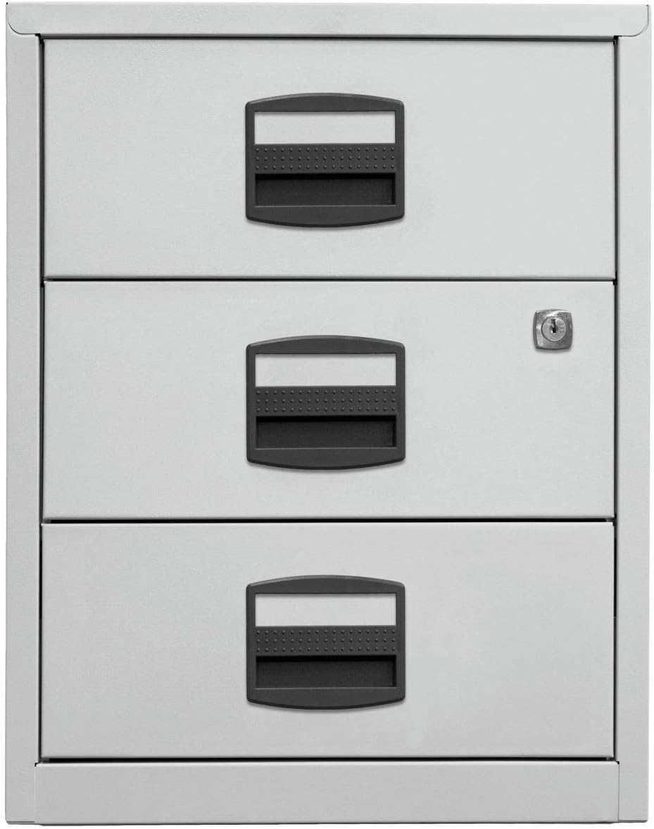 Bisley Home mobiler Beistellschrank PFA, 3 Universalschubladen, Metall, 645 Lichtgrau, 40 x 41.3 x 5