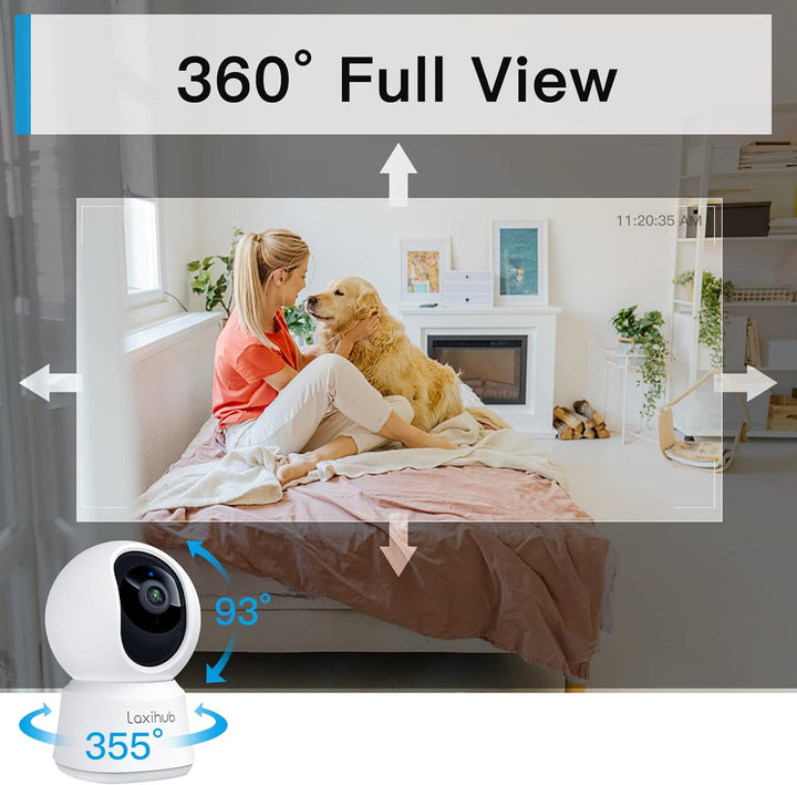 Hundekamera mit App Laxihub Überwachungskamera WLAN Innen Kamera 2,4 GHz Haustier Kamera 1080P HD Na