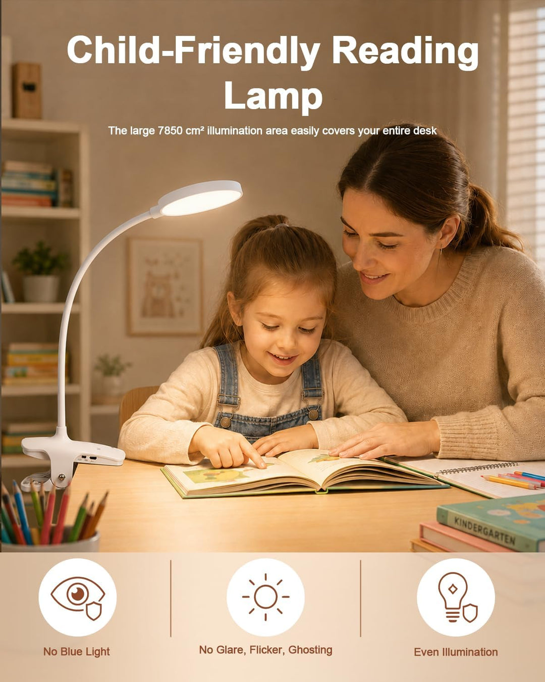 Lenudar Leselampe Bett, 36 LED Klemmlampe Bett mit Touch Dimmbar 6 Farben 5 Helligkeiten, 360° Flexi