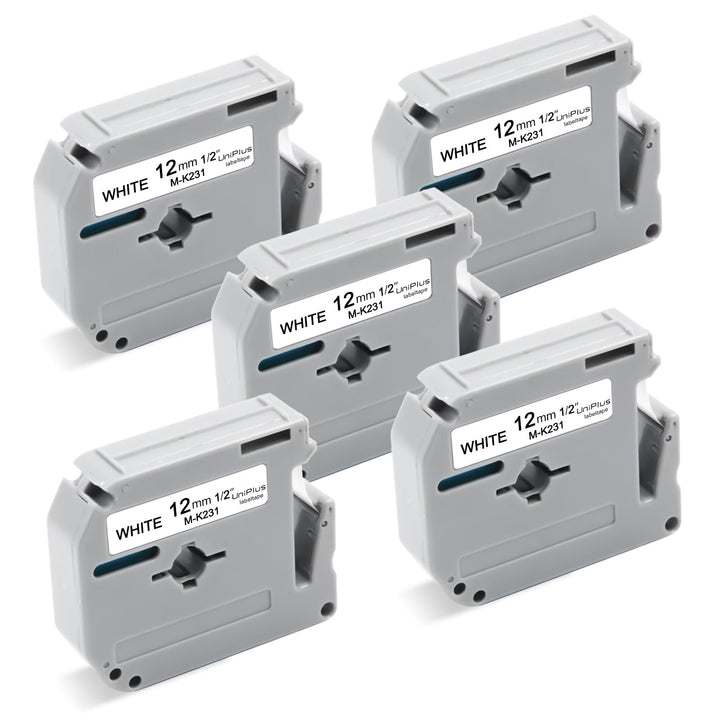 UniPlus 5x Kompatibel Schriftband Ersatz für Brother M-K231 MK231 12mm Nicht Laminiert Bänder für Br