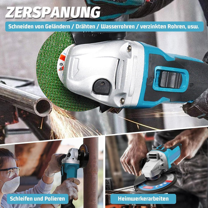 Bürstenloser Akku Winkelschleifer Ø125mm 8500U/min,Ersatz für Makita - Akku Flex Trennschleifer Komp