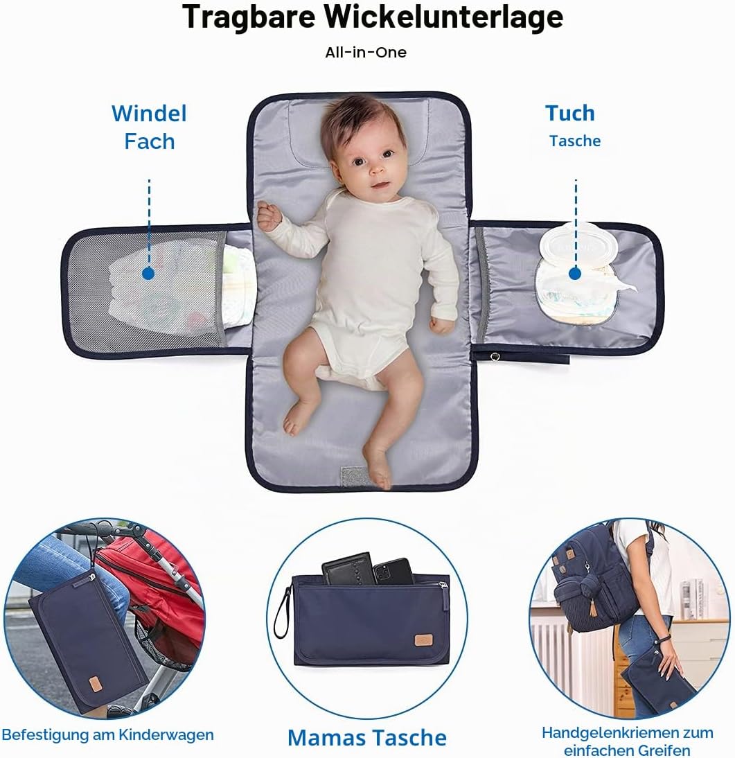 Dikaslon Wickeltasche Rucksack Grosser Wickelrucksack mit Multifunktions-Babytaschen und mobiler Wic
