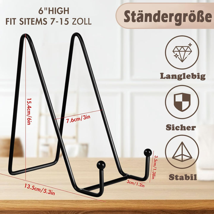 6 Stück Metall Display Ständer,6 Zoll Metall Tellerständer,Staffelei Aufsteller Teller Ständer,Schwa