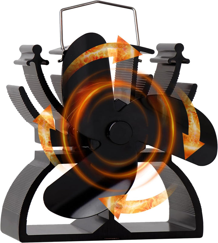 Thermoelektrischer Ventilator für Kamin, 12,5 cm hoch, umweltfreundlich, schwarz