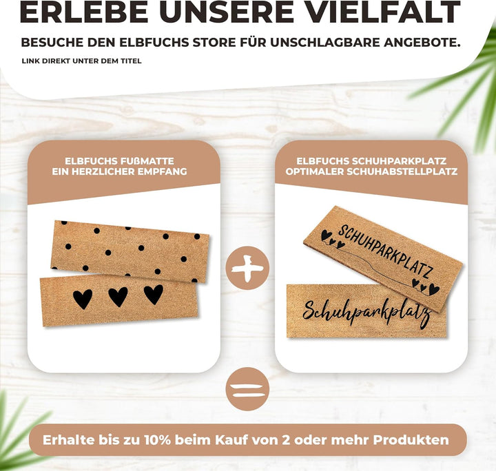 Kokos Fussmatte 75x25cm Punkte in weiss I Extra langlebige & rutschfeste Kokosmatte I Für Innen & Üb