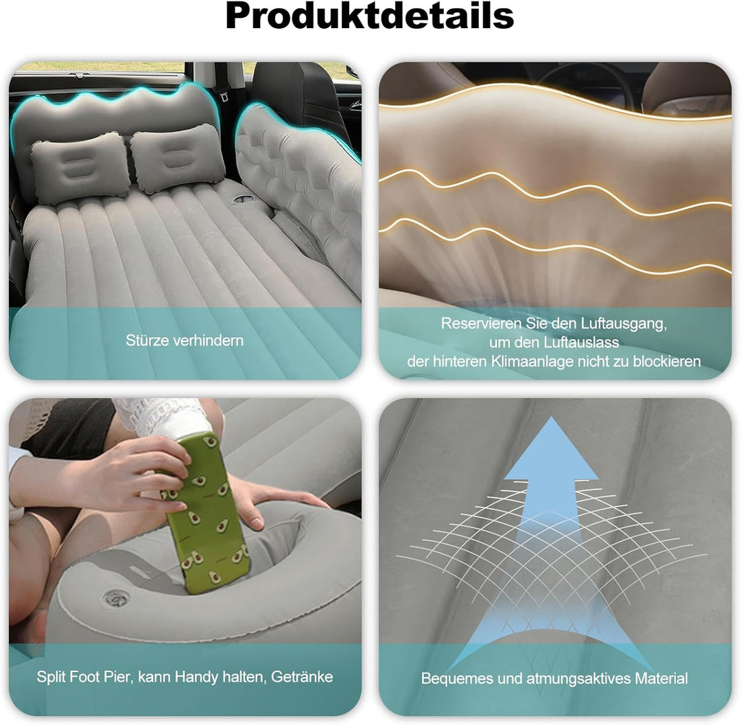 Ergocar Auto Luftmatratze Camping Matratze Aufblasbar 2 Personen mit Kissen Luftmatratze SUV MPV Auf