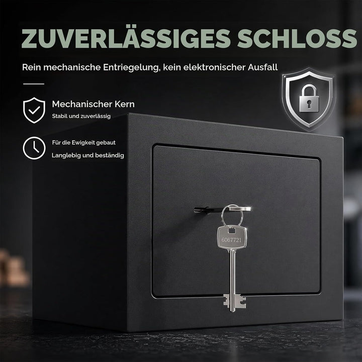 Safe Tresor, 23 x 17 x 17 cm, Mini Tresor mit Triple-Bit Schlüssel - Hohe Sicherheit Stahlkonstrukti