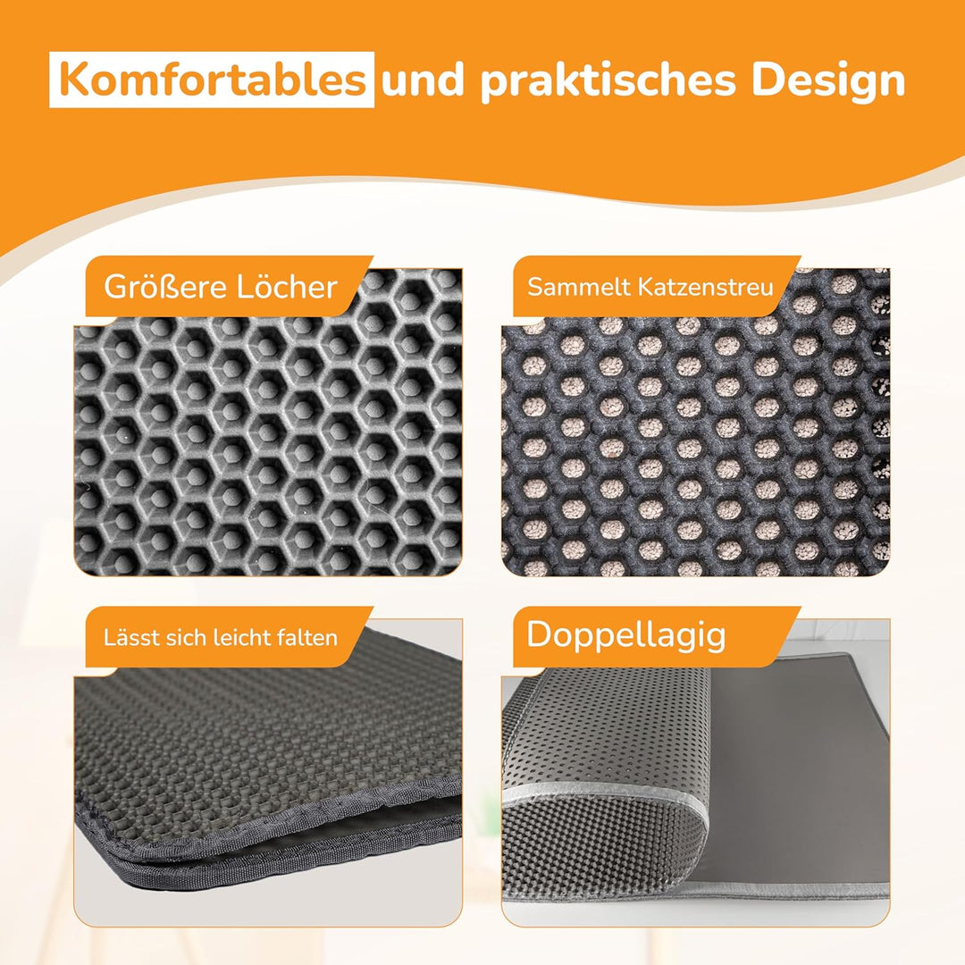 Katzenklo Matte 90x76cm Grau, Katzenstreu Matte, Katzenmatte, Unterleger für Katzenklo, Katzenstreum
