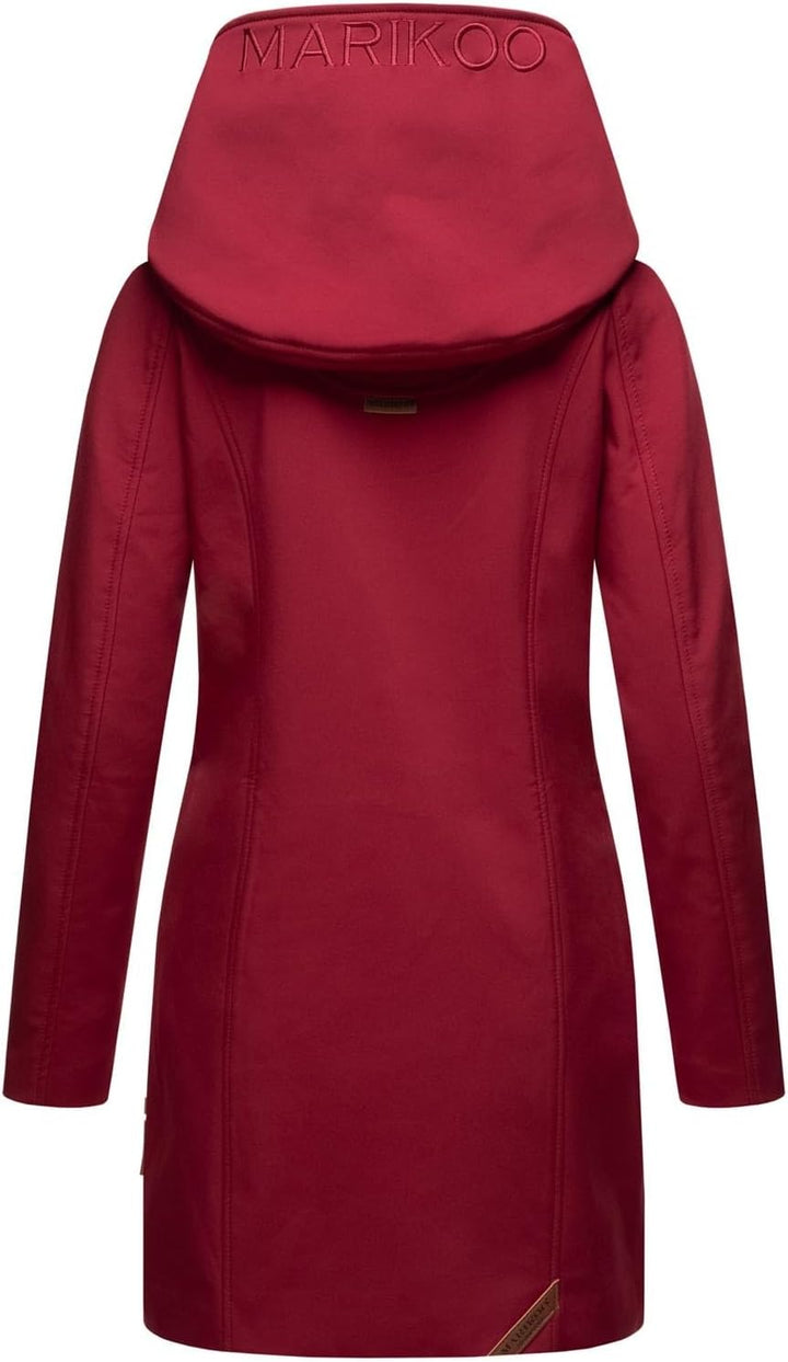MARIKOO Damen Softshell Jacke Winterjacke wasserabweisend Outdoor lang B856 XS Bordeaux, XS Bordeaux