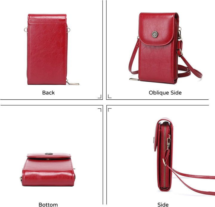 PORRASSO Handy Umhängetasche Damen Mode Handytasche mit RFID Schutz Mädchen Schultertasche PU Wasser
