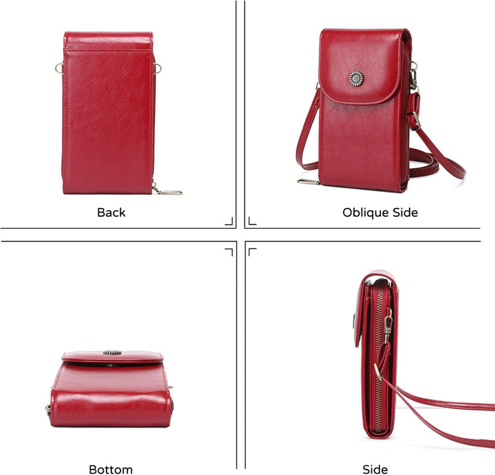 PORRASSO Handy Umhängetasche Damen Mode Handytasche mit RFID Schutz Mädchen Schultertasche PU Wasser