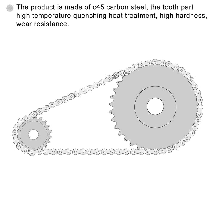 sourcing map 42 Zähne Kettenrad Typ B Einzelstrang 3/8" Teilung 16mm Bohrung A3 Kohlenstoffstahl für