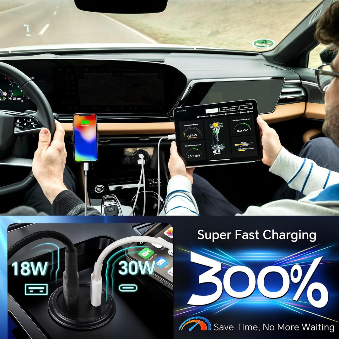 acegoo USB C Steckdose 12V Einbau Dose Buchse Aluminum Wasserdicht PD3.0 QC3.0, 12 Volt Ladegerät fü