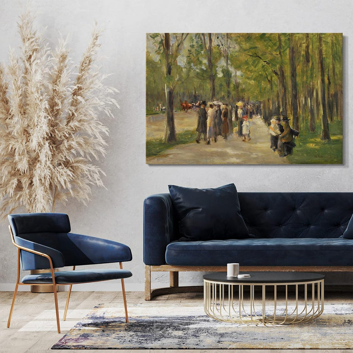 Leinwand (80x60cm): Max Liebermann - Allee im Tiergarten mit Spaziergängern 80x60 cm, 80x60 cm