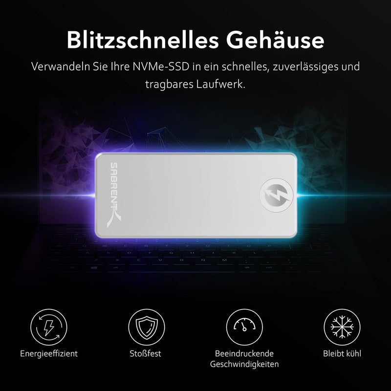 SABRENT SSD M.2 Gehäuse, Thunderbolt 3 SSD Docking Station USB C Aluminium Externes M2 NVMe Adapter,