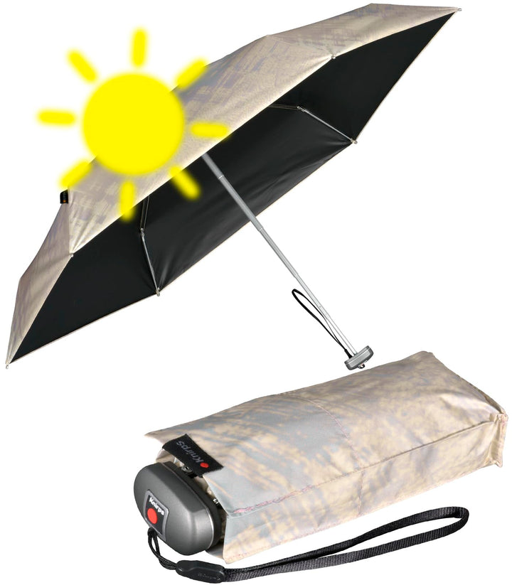 Knirps mini Taschenschirm Travel mit UV- und Hitze-Schutz - Black Heatshield - Luxury - Pearl Beige-