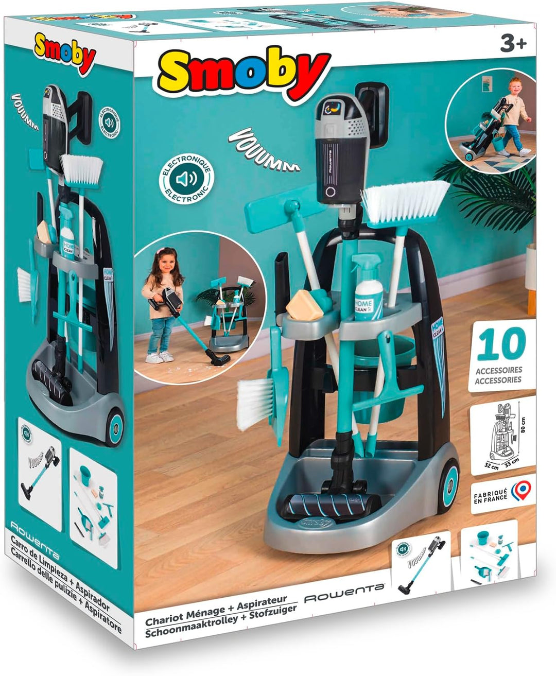 Smoby Rowenta Reinigungstrolley mit Staubsauger