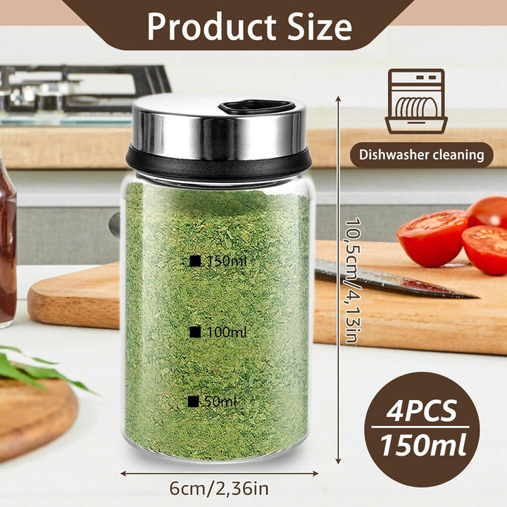 GBACHOOSE 4 Stück Gewürzgläser mit Drehdeckel, Salzstreuer 150ml, Salz und Pfefferstreuer, Gewürzdos