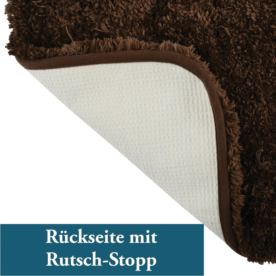MSV 140873 Badematte Mikrofaser Hochflor flauschig 50x70 cm – Braun Schokolade 50 x 70 cm (Rechtecki