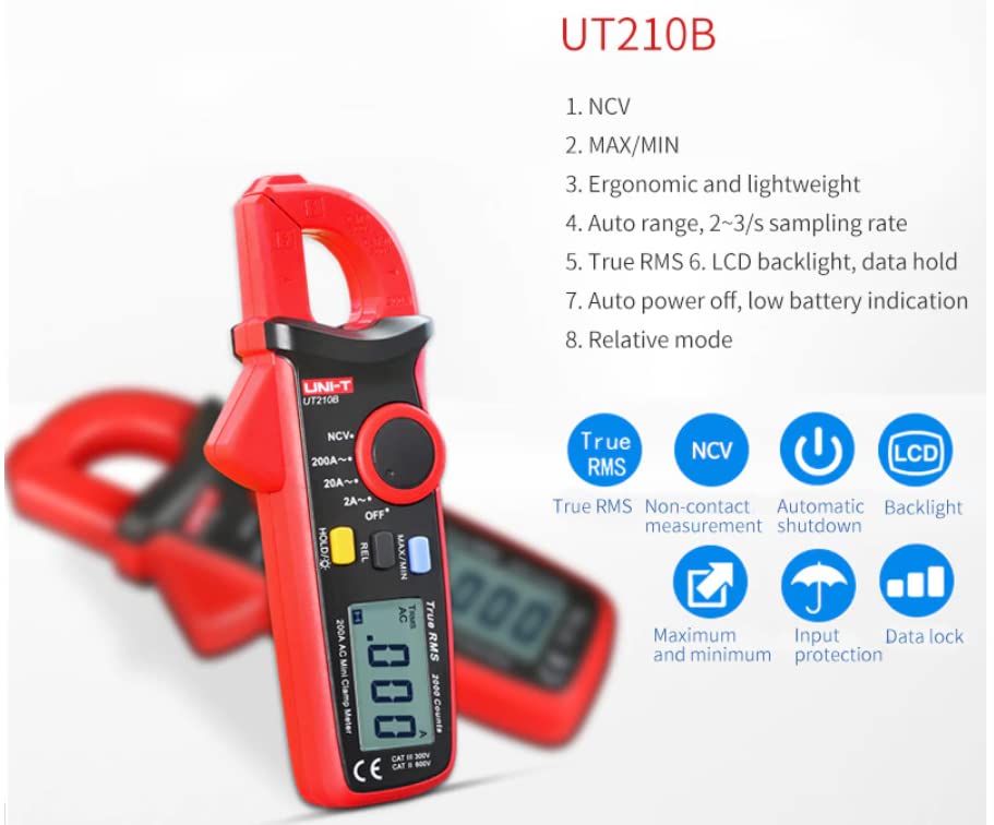 UNI-T UT210B Clamp Meter Digital Pliers Ammeter Voltmeter Professional Electrician Tester Multimeter