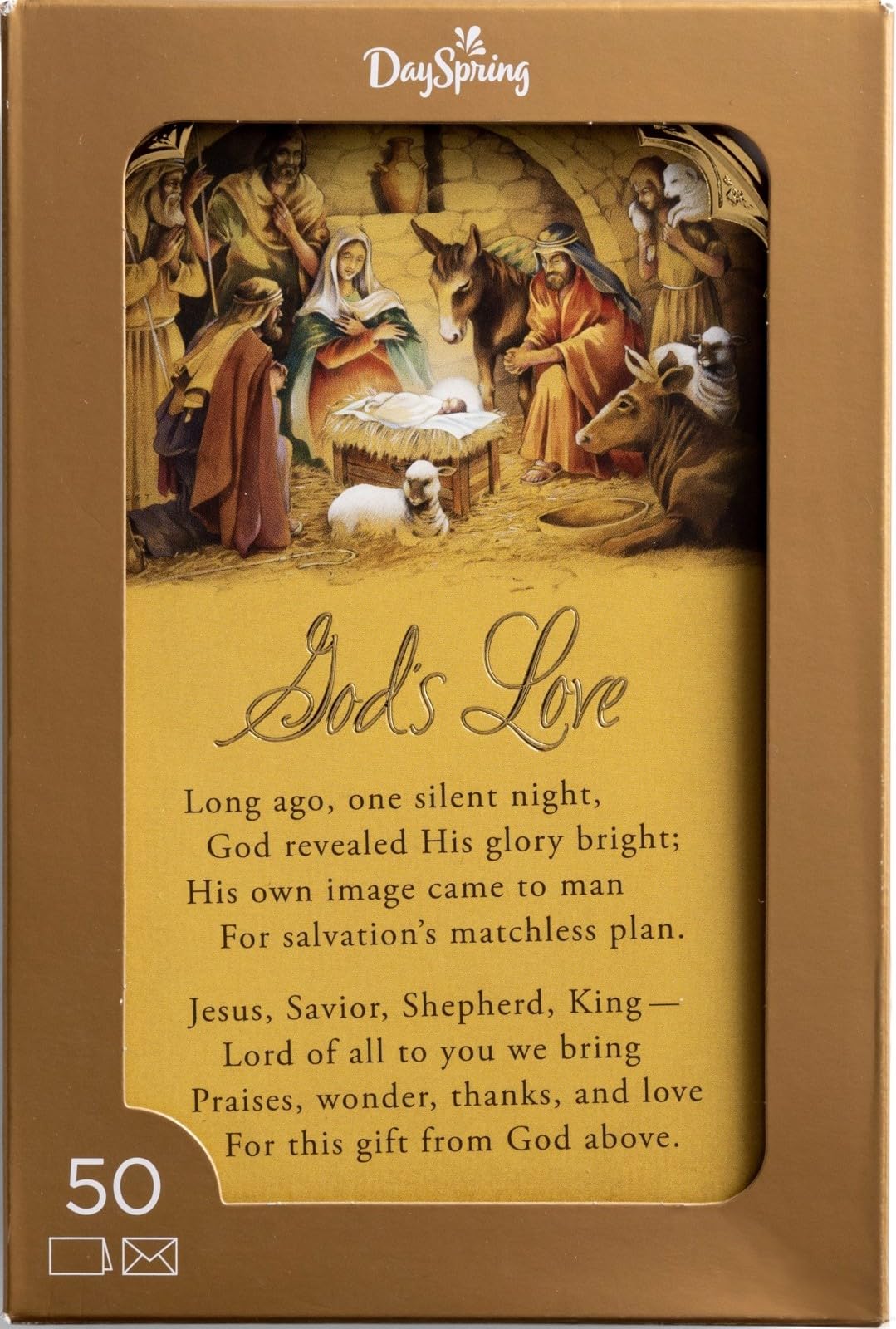 DaySpring - God's Love Krippe - 50 grosse Weihnachtskarten und Umschläge (U1346)