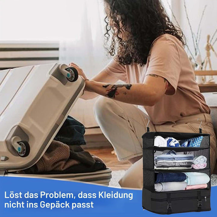 Dokeno Hängend Koffer Organizer Set, Packing Cubes Faltbare mit Kosmetiktasche, Tragbarer Kleidertas