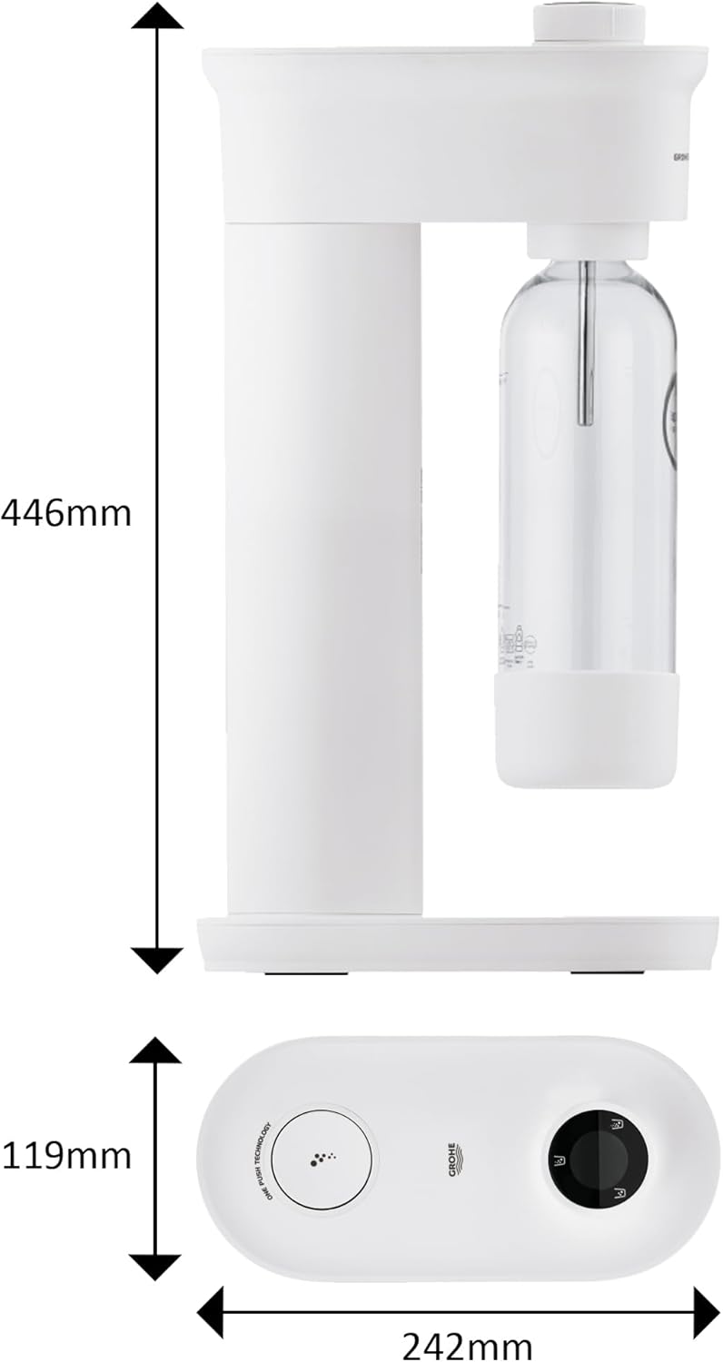 GROHE Blue Fizz Advanced - Wassersprudler Set (mit CO2-Füllstandsanzeige, 3 einstellbare CO2 Stufen,