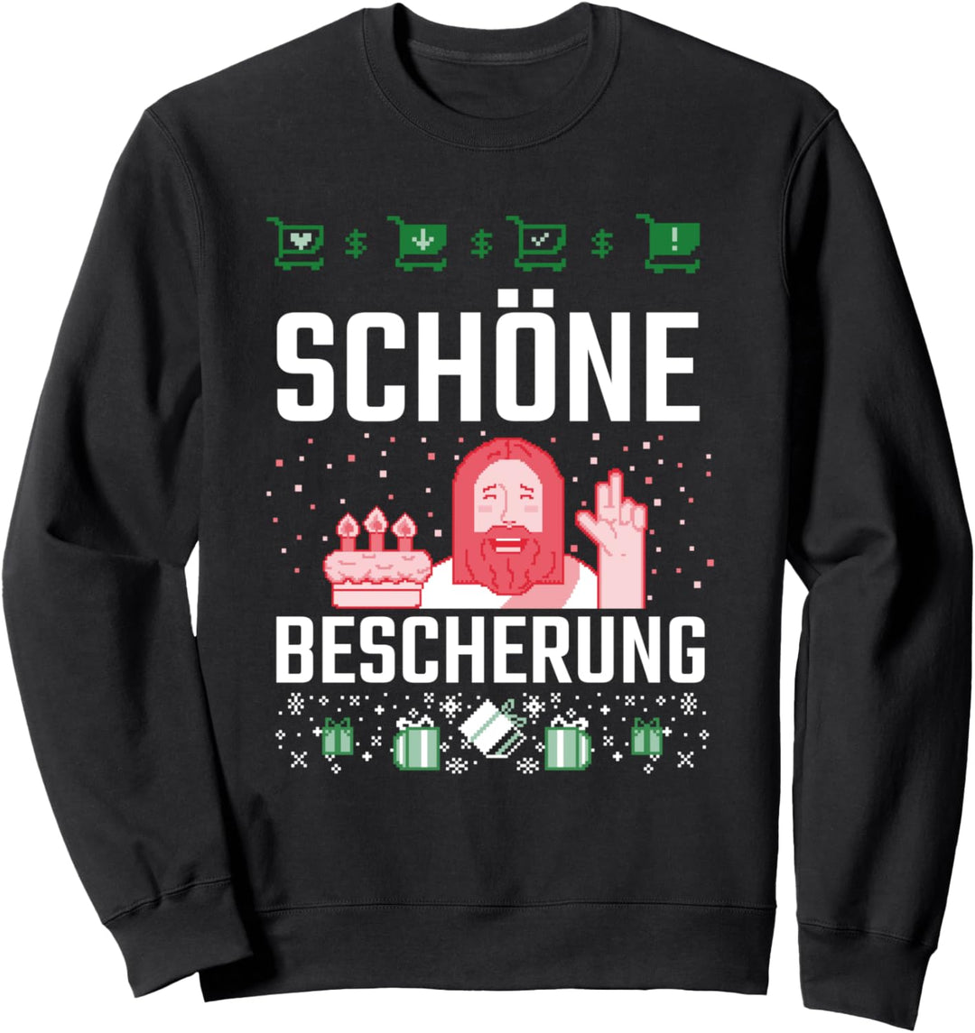 Jesus schöne Bescherung Weihnachtsmarkt Ugly Christmas Sweatshirt