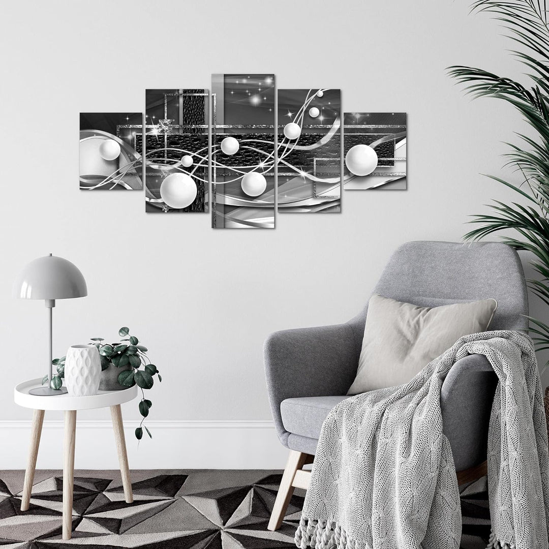 Runa Art Wandbilder Abstrakt Kugel 5 Teilig Bild auf Vlies Leinwand Deko Wohnzimmer Schlafzimmer 3D