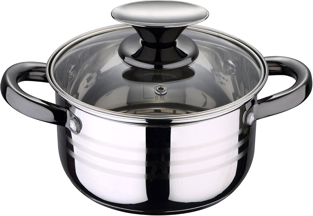 Set, 8 Teile, Edelstahl, mit Glasdeckeln, geeignet für Induktion, Kollektion Altea, Durchmesser: 16