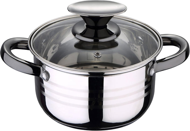 Set, 8 Teile, Edelstahl, mit Glasdeckeln, geeignet für Induktion, Kollektion Altea, Durchmesser: 16