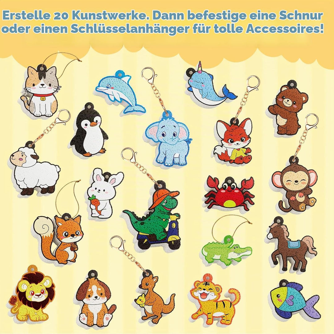 JoyCat 3D Kunst-Set, Tier Magic Puffy Paint Set, Schmutzfreie Malset Bastelset für Kinder, Kreative