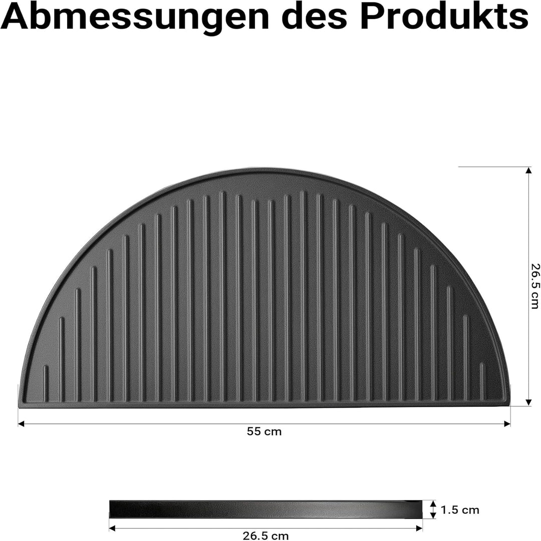 Wiltec Gusseisen Grillplatte 55 x 26,5 x 1,5 cm, Gusseisenplatte für Grill mit guter Hitzespeicherun