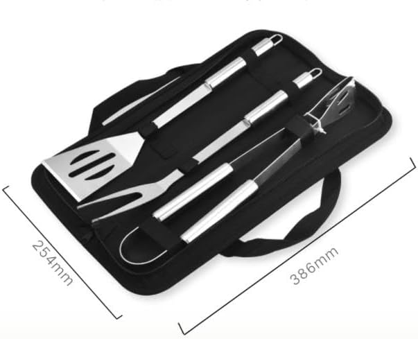 Grill Zubehör, Extra Dicke Edelstahl BBQ Utensilien, 3 Stück Grill Werkzeuge mit Fall-Spachtel, Gabe
