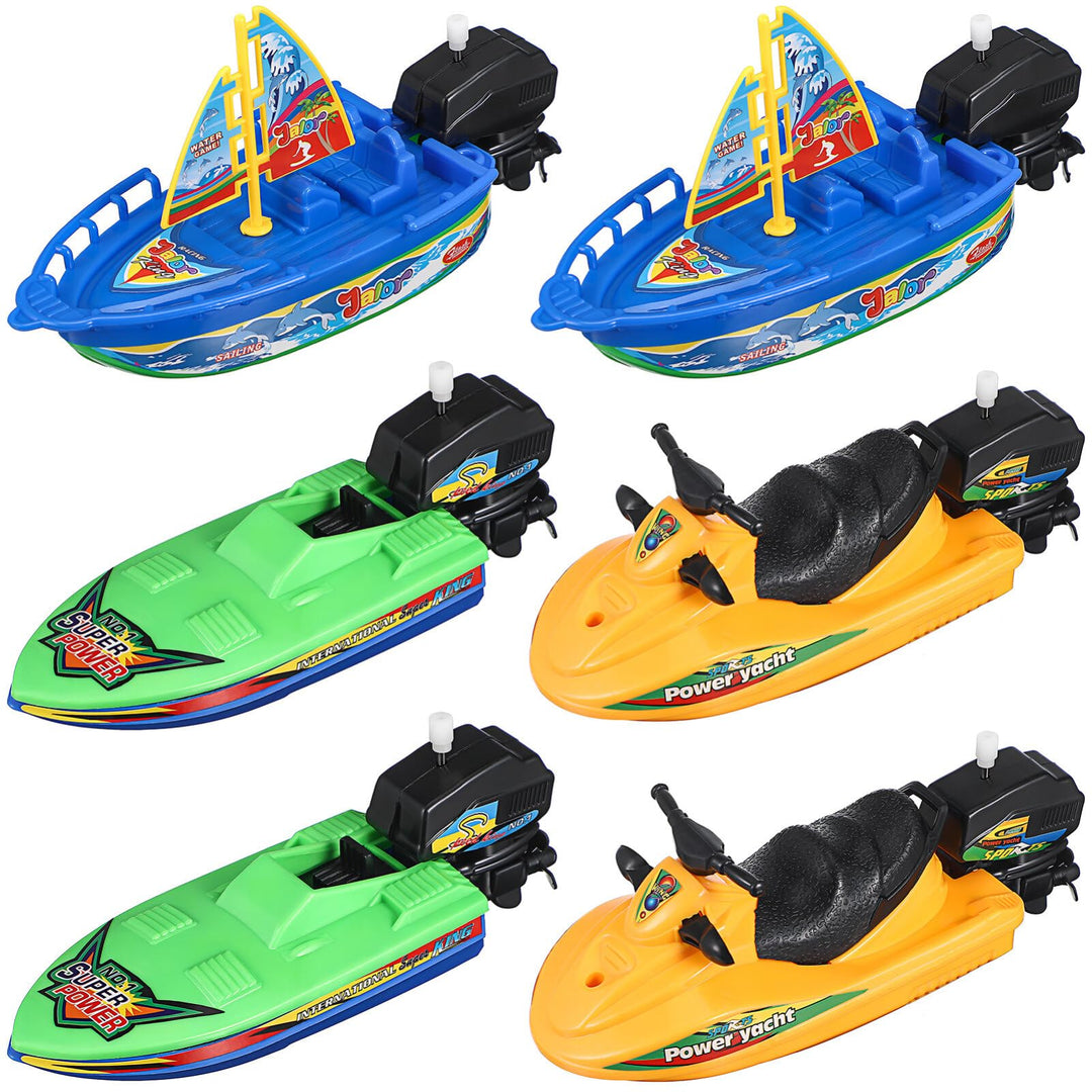 Badespielzeug Boot Set 6 Stück Kunststoff Segelboote Motorboote Speedboote Für Baby Kleinkind Badewa